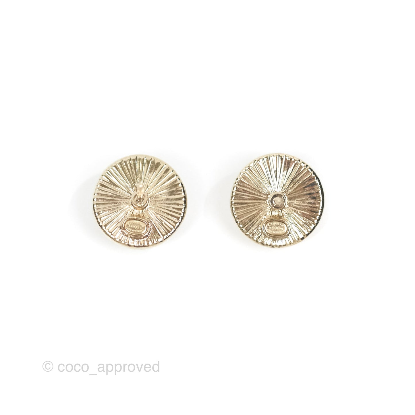 Chanel CC Crystal Round Earrings Gold Tone 22C