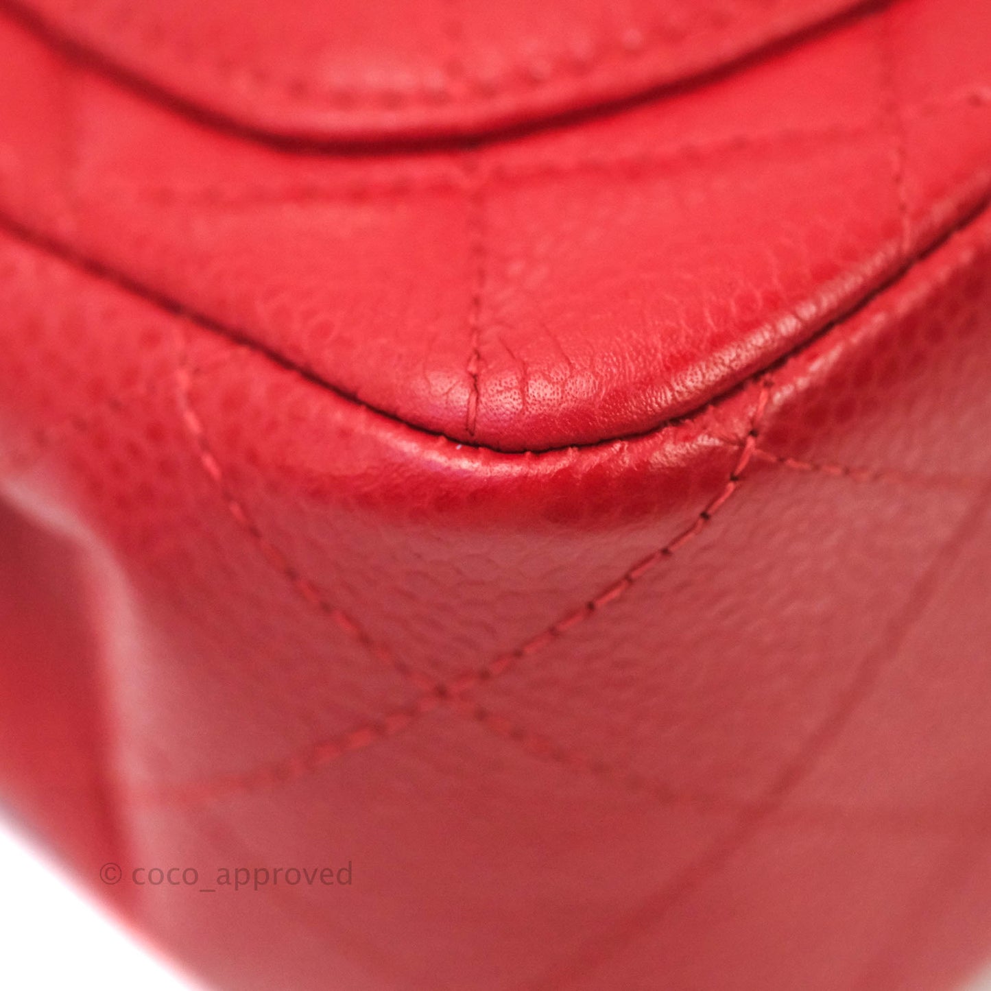 Chanel Quilted Mini Square Red Caviar Silver Hardware