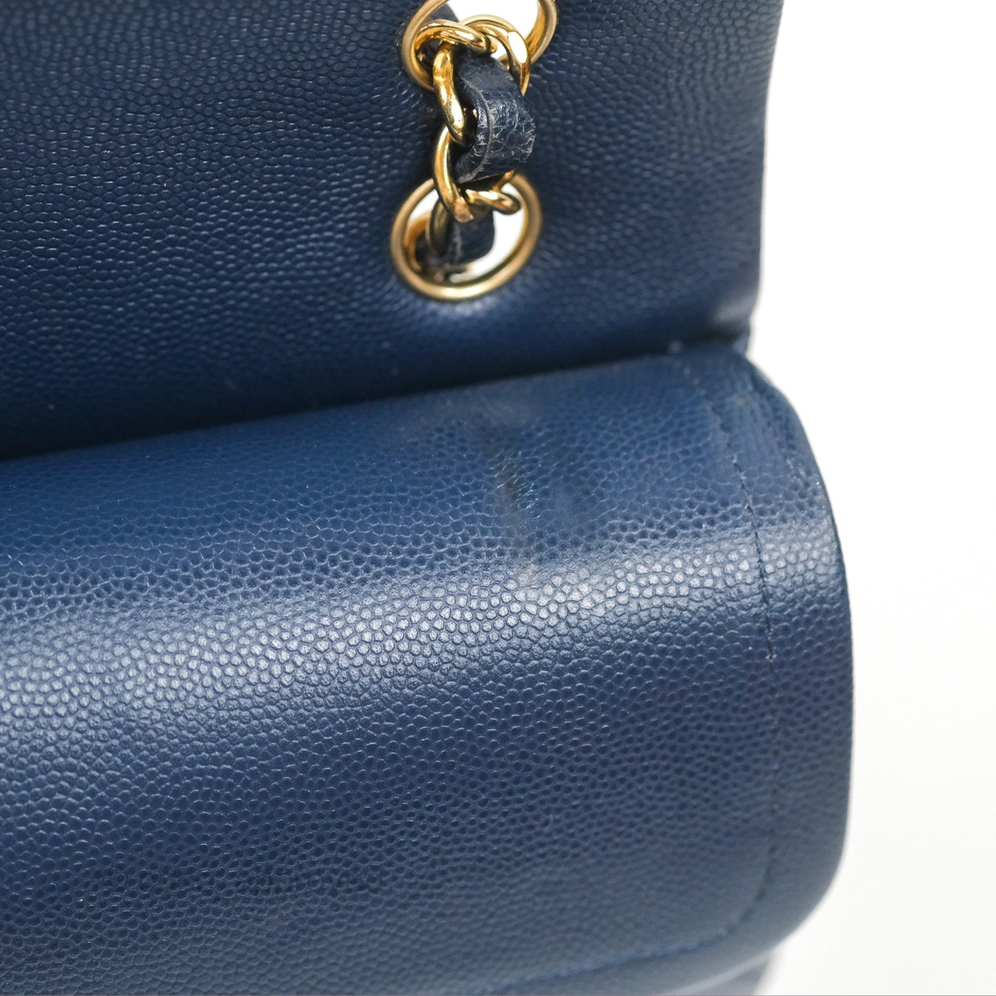Chanel M/L Medium Classic Flap Quilted Navy Caviar Gold Hardware