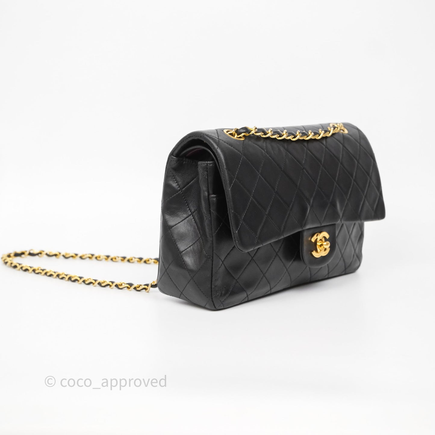 Chanel Vintage Medium Classic Flap Black Lambskin 24K Gold Hardware