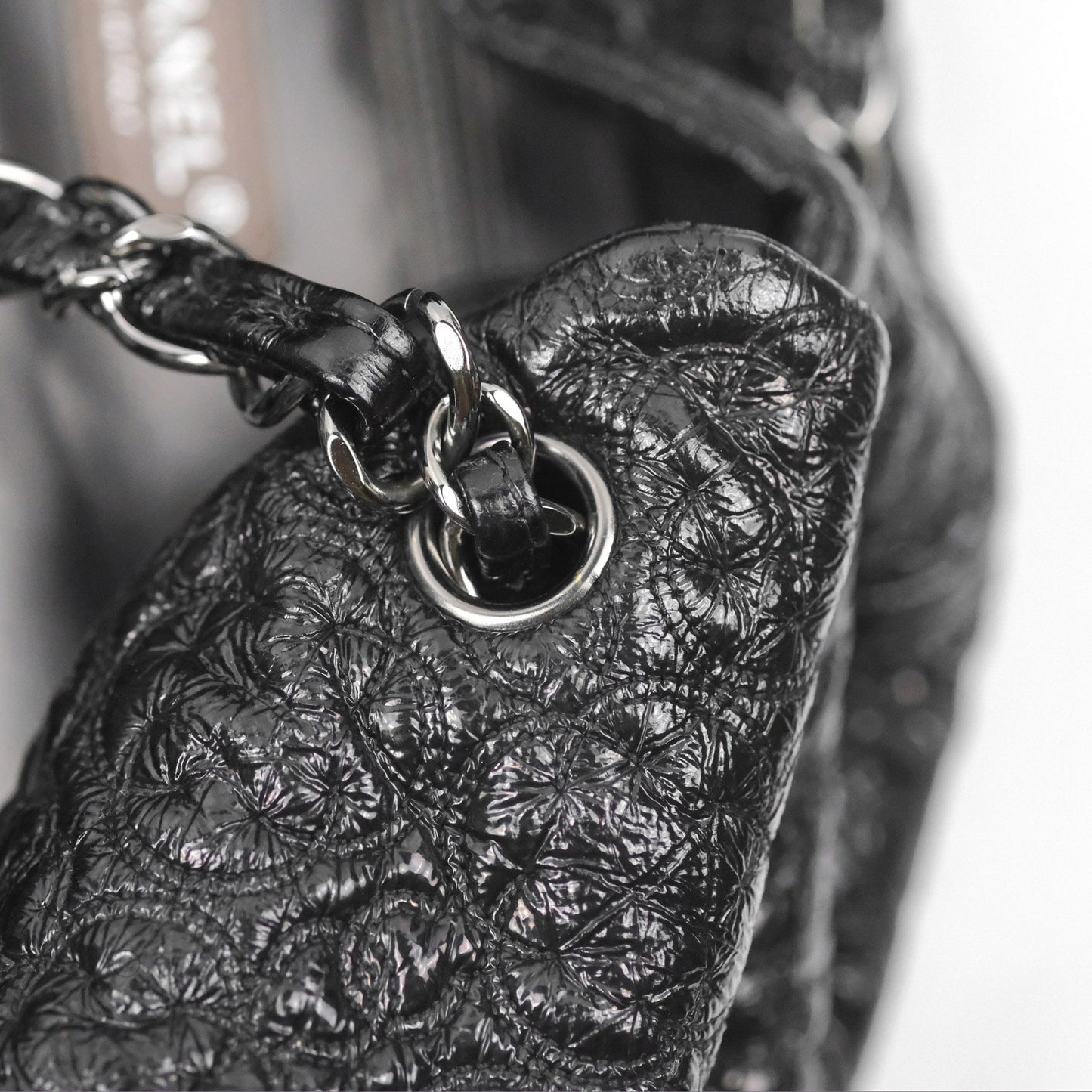 Chanel Rock In Moscow Cabas Tote Bag Black Glazed Crumpled Leather Gun Metal