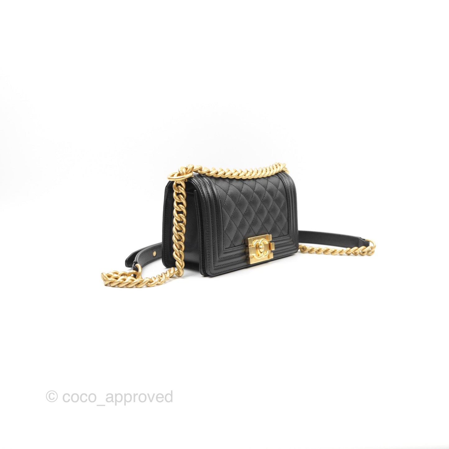 Chanel Small Boy Black Caviar Gold Hardware