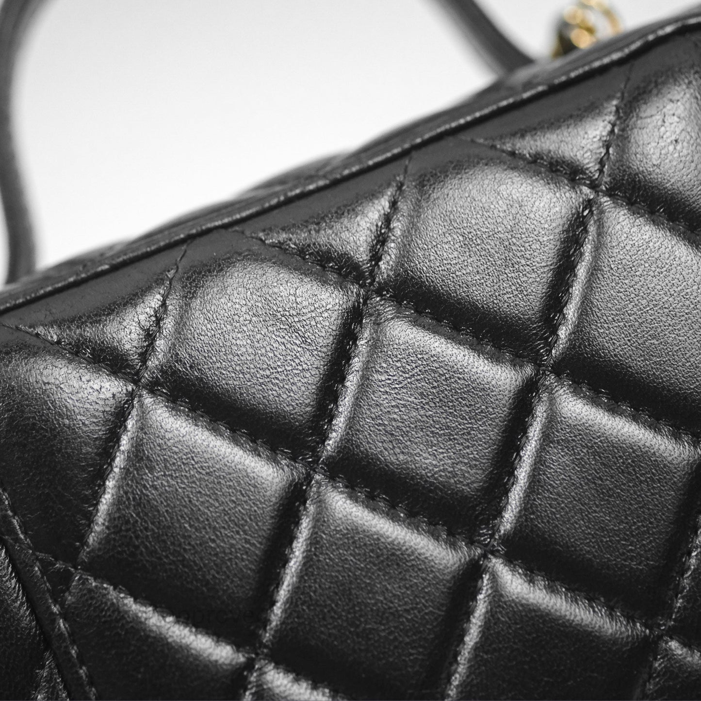 Chanel Cargo Pocket Top Handle Vanity with Chain Black Shiny Lambskin Gold Hardware 22K