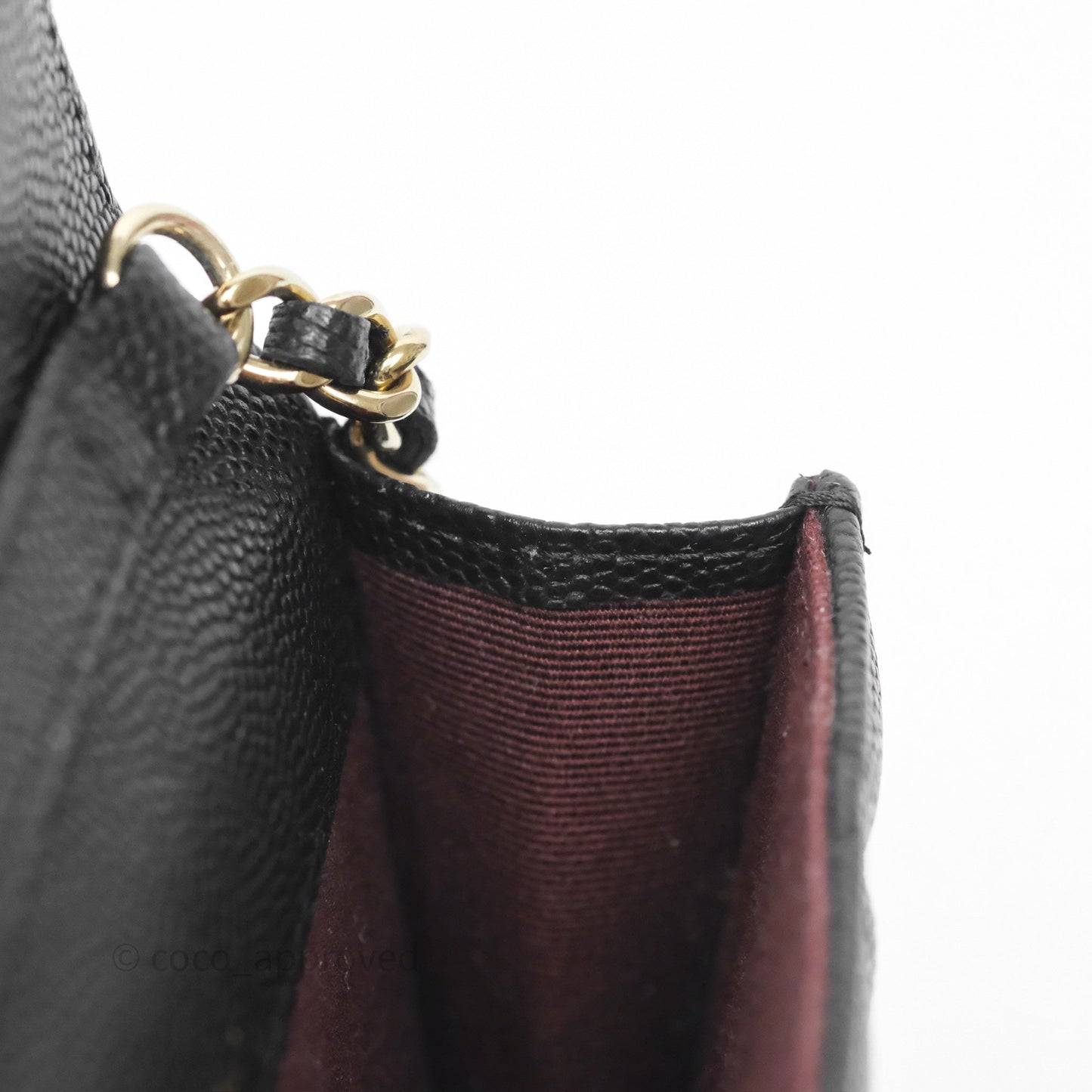 Chanel Mini Wallet With Chain Black Caviar Gold Hardware