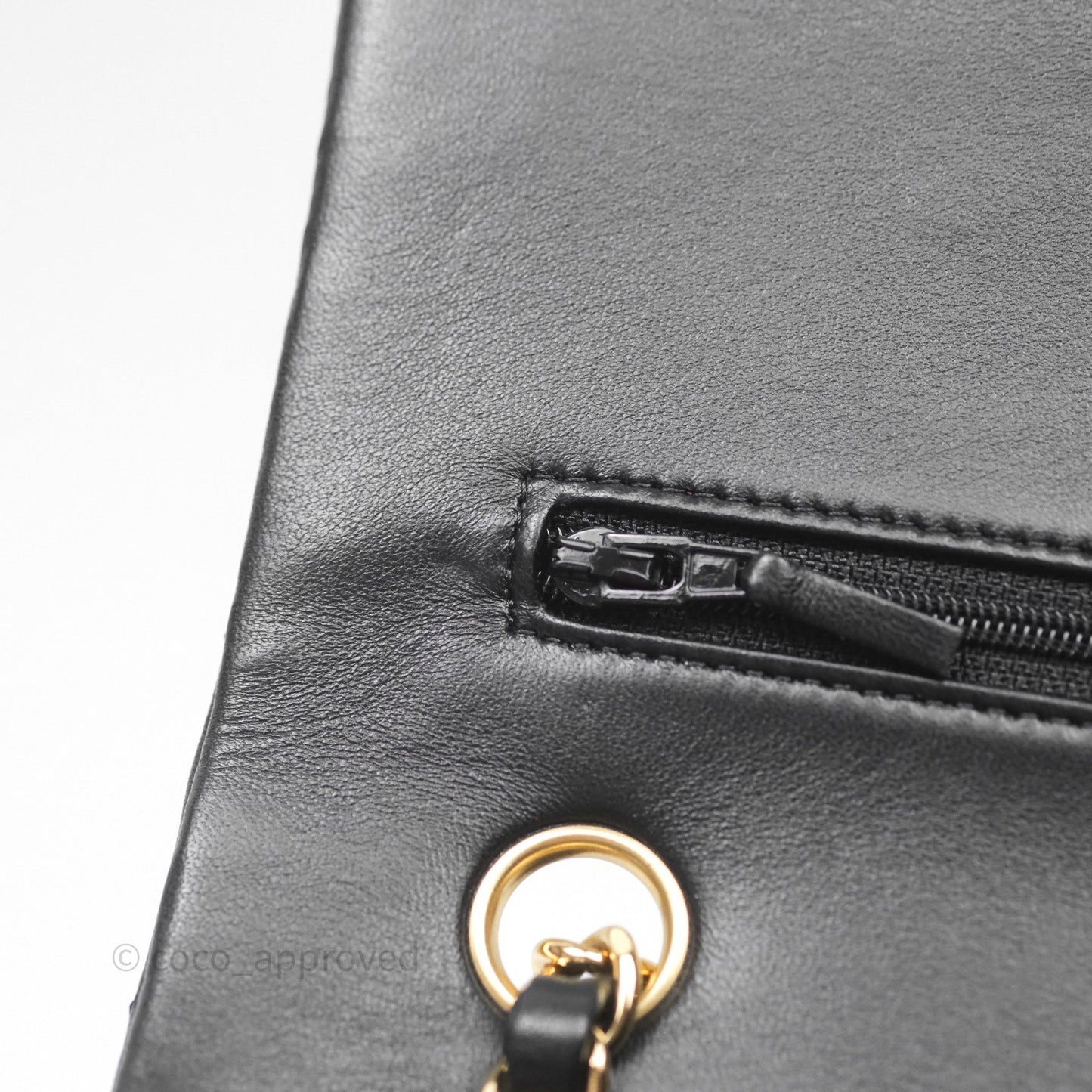 Chanel Classic M/L Medium Flap Quilted Black Lambskin Gold Hardware