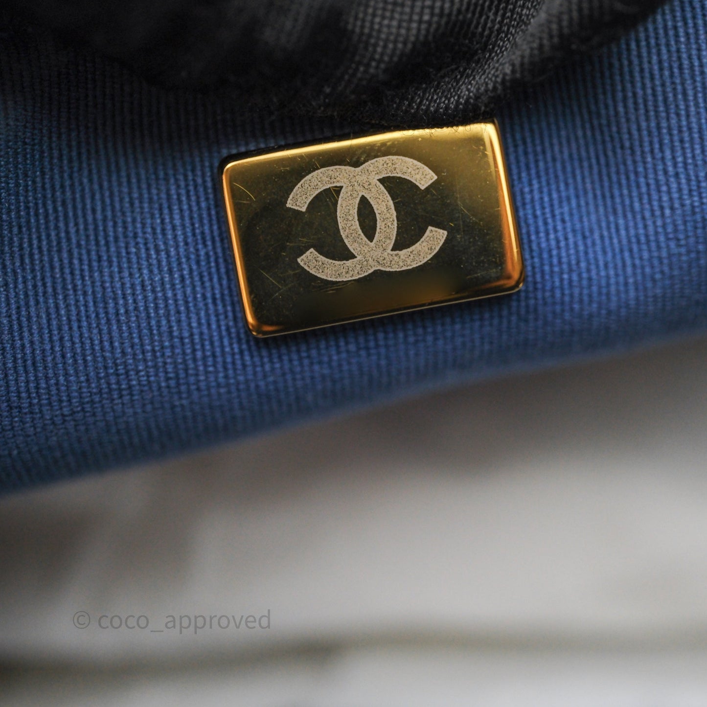 Chanel Square Flap Bag Denim Aged Gold Hardware