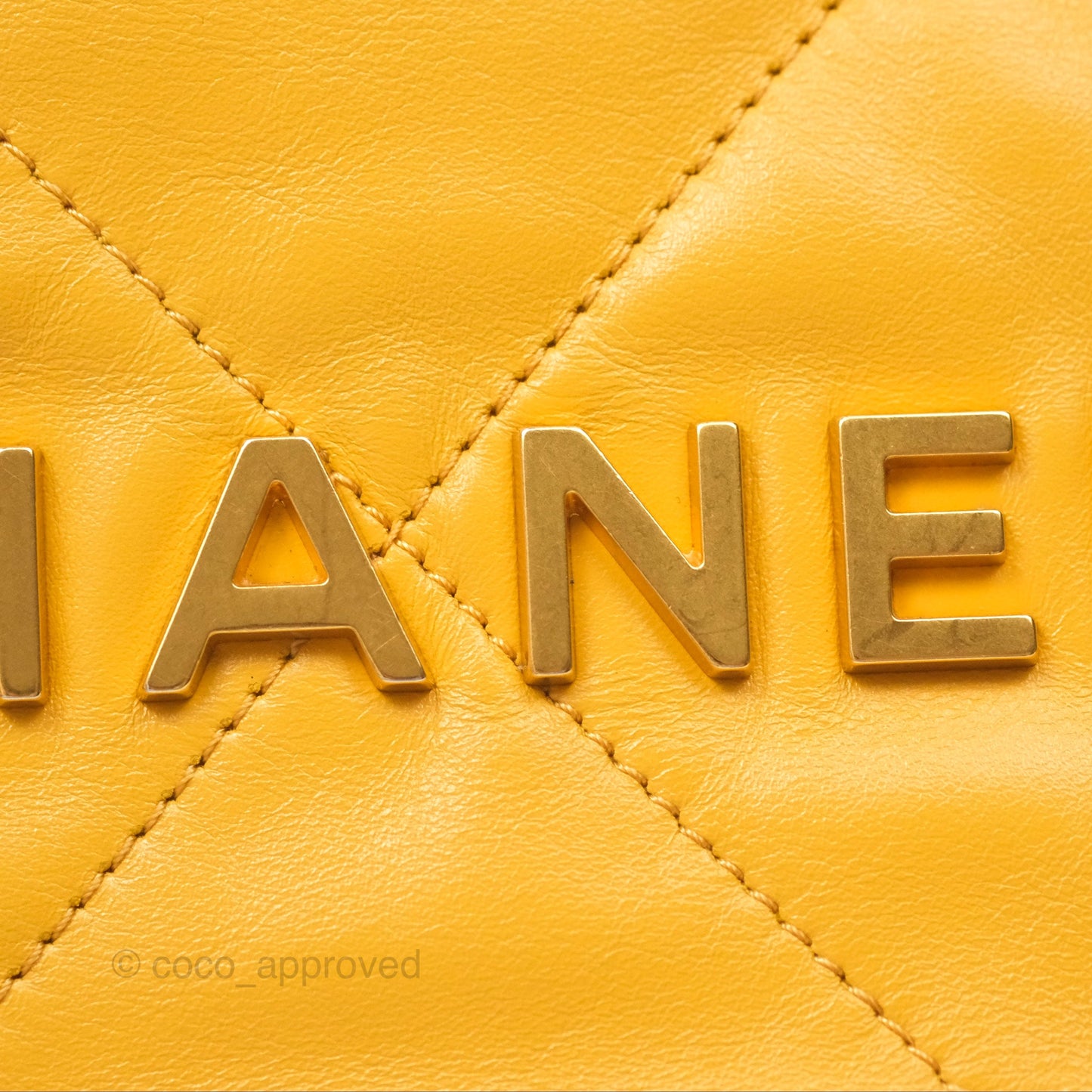 Chanel 22 Small Mustard Yellow Shiny Aged Calfskin Aged Gold Hardware