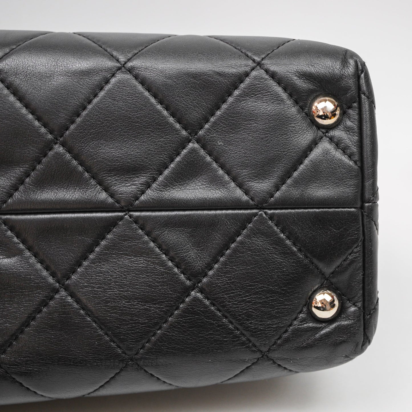 Chanel In The Business Tote Bag Black Calfskin Silver Hardware