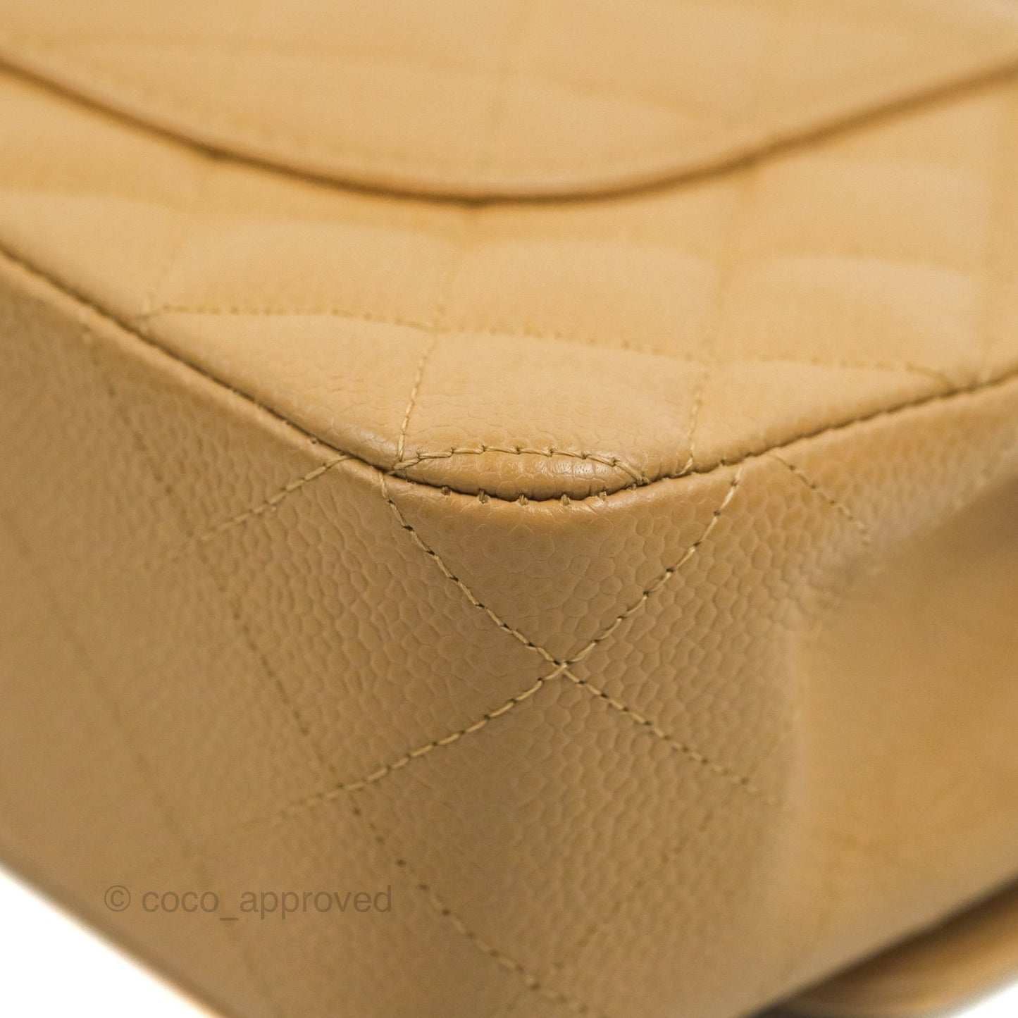 Chanel Quilted M/L Medium Flap Vintage Dark Beige Caviar 24K Gold Hardware