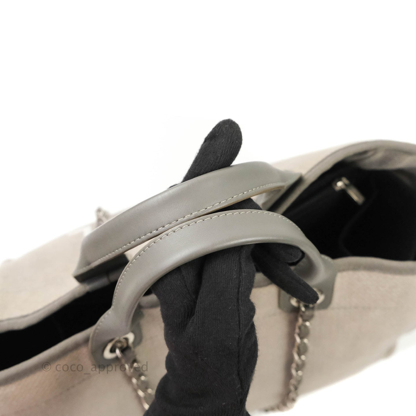 Chanel Large Deauville Grey Canvas Silver Hardware