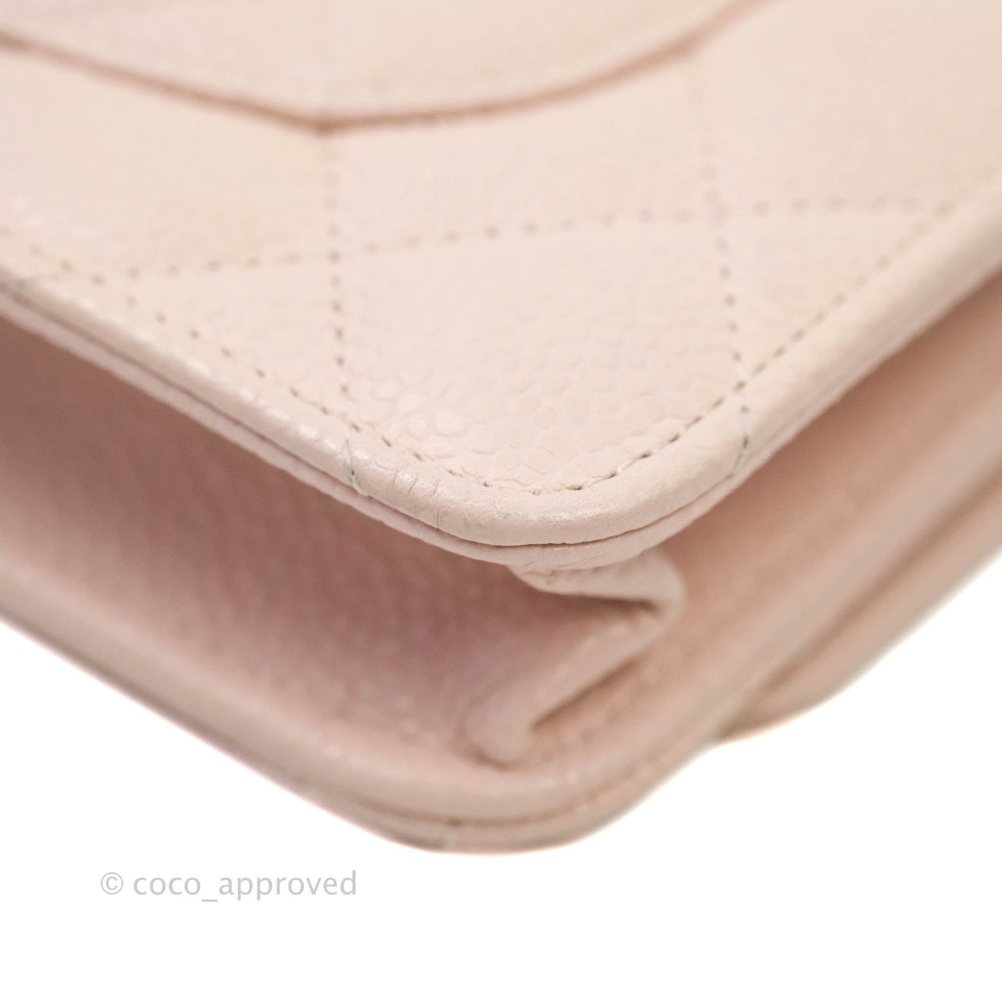 Chanel Quilted Wallet on Chain WOC Sakura Pink Caviar Silver Hardware