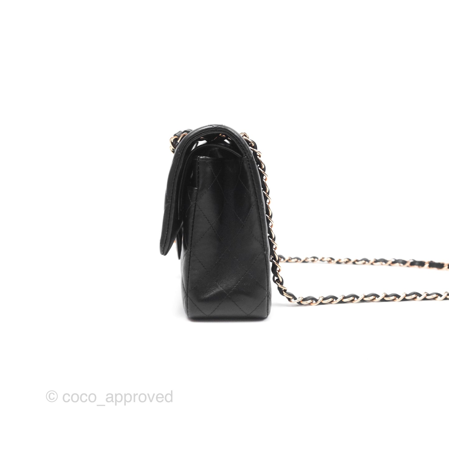 Chanel Classic M/L Medium Flap Quilted Black Lambskin Rose Gold Hardware