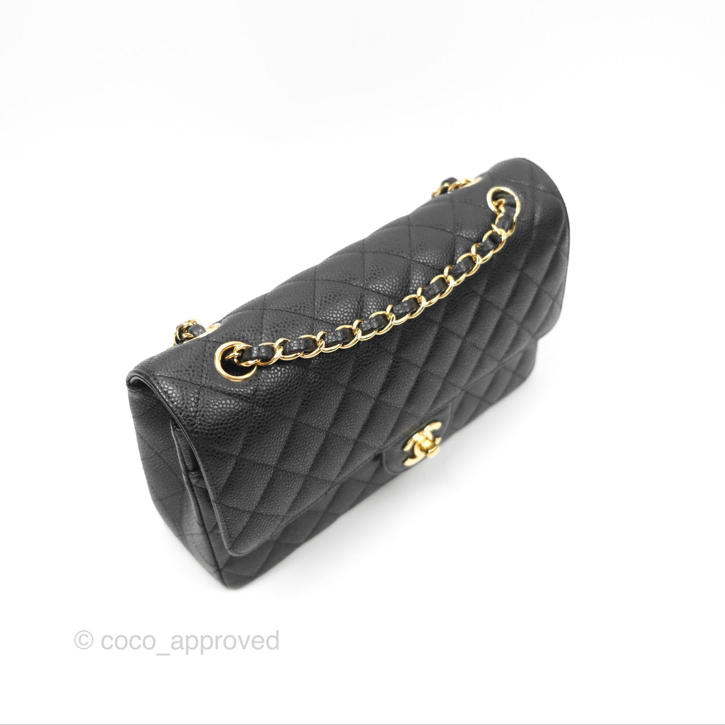 Chanel Classic M/L Medium Flap Quilted Black Caviar Gold Hardware