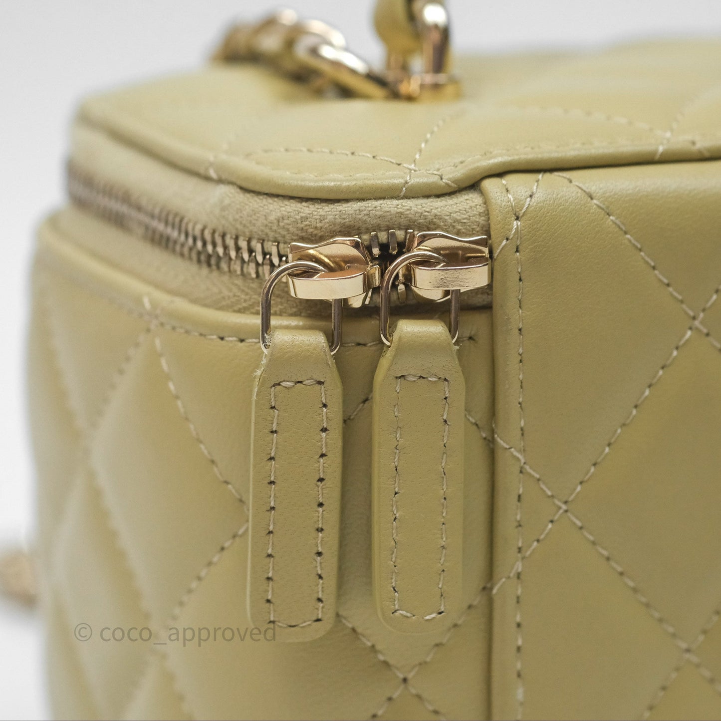 Chanel Top Handle Vanity with Chain Olive Green Lambskin Aged Gold Hardware