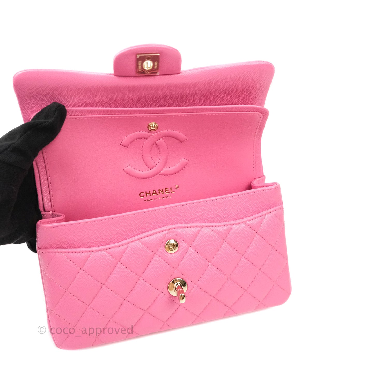 Chanel Classic Small S/M Flap Pink Caviar Gold Hardware 21P