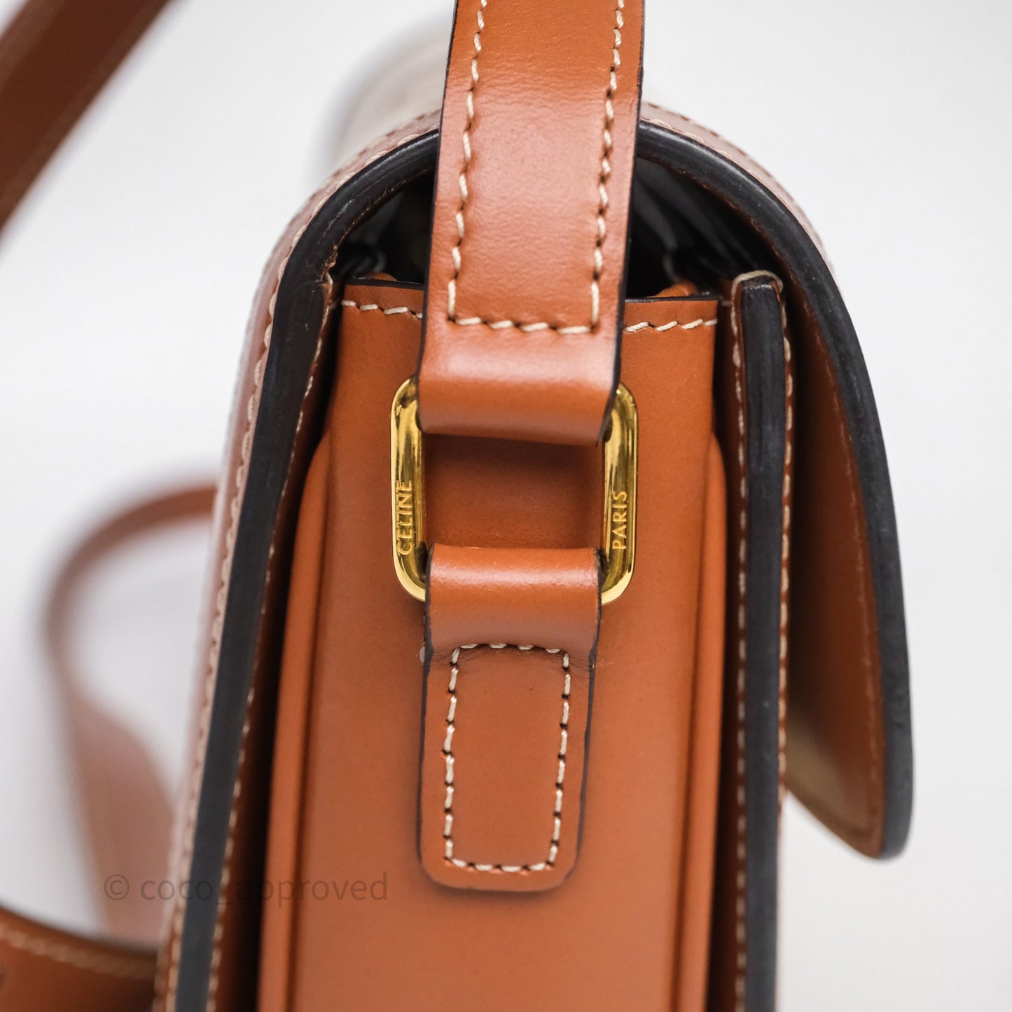 Celine Teen Triomphe Bag Triomphe Canvas Tan Calfskin