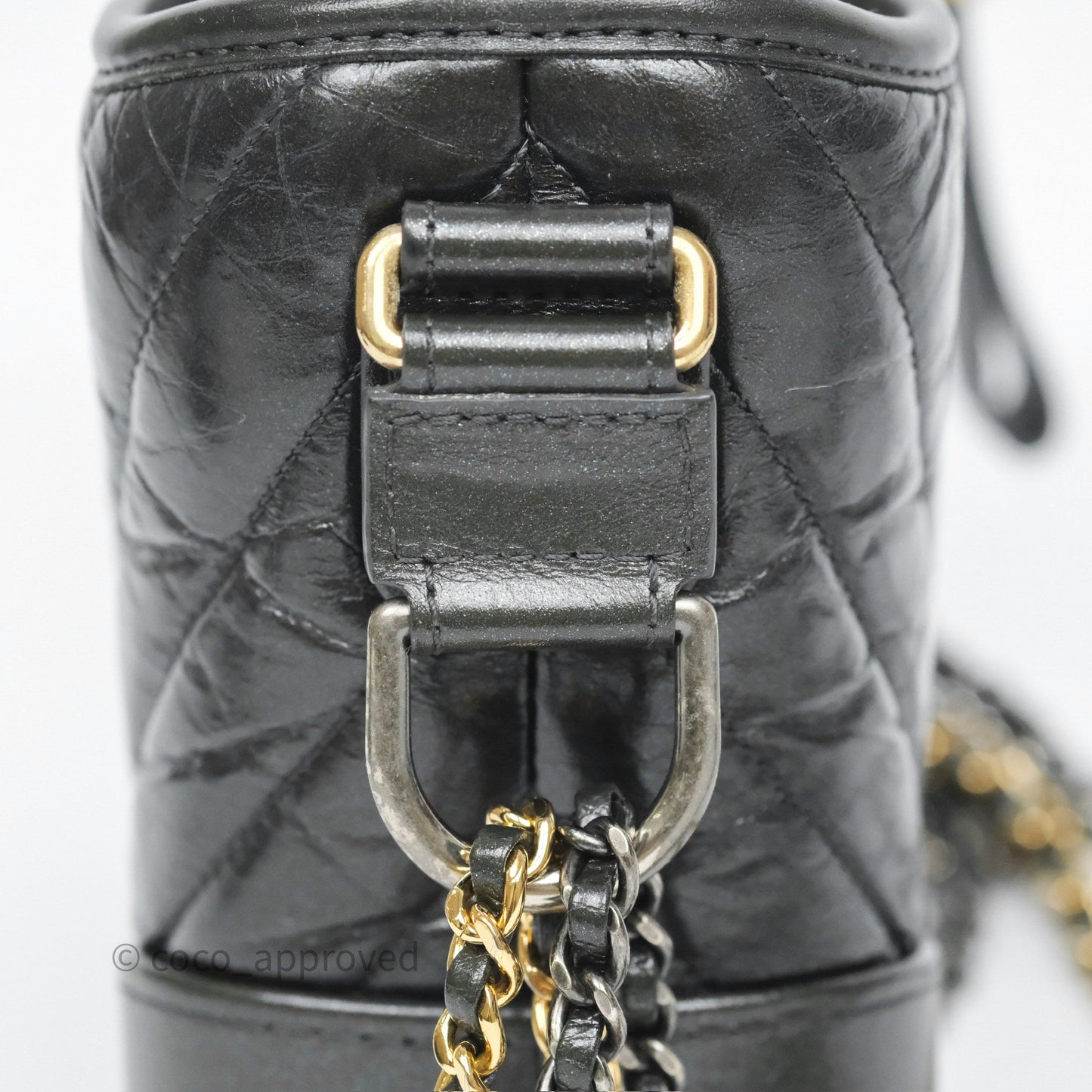 Chanel Small Gabrielle Hobo Chevron Iridescent Grey Aged Calfskin