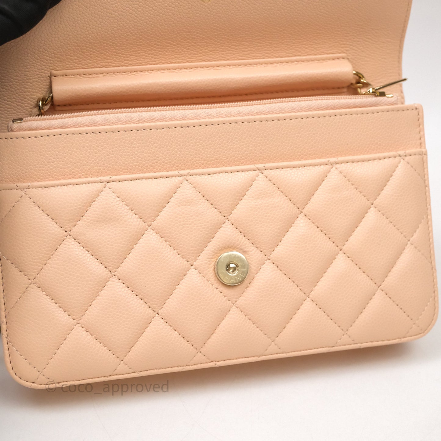 Chanel Quilted Classic Wallet on Chain WOC Pink Caviar Gold Hardware
