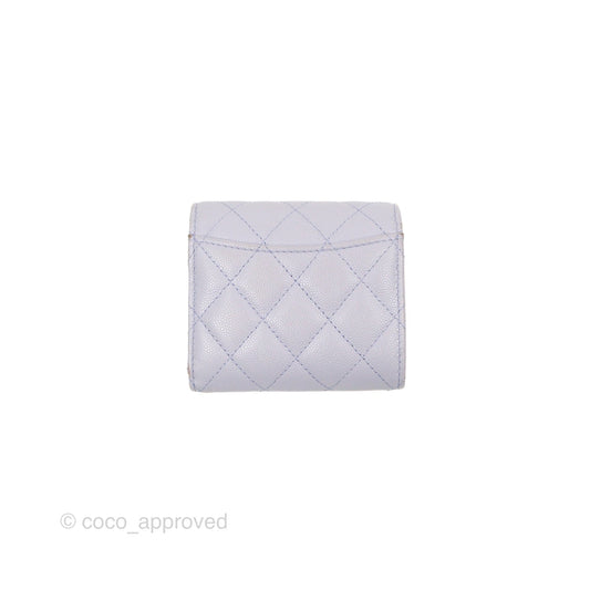 Chanel Classic Short Flap Wallet Lilac Caviar Silver Hardware