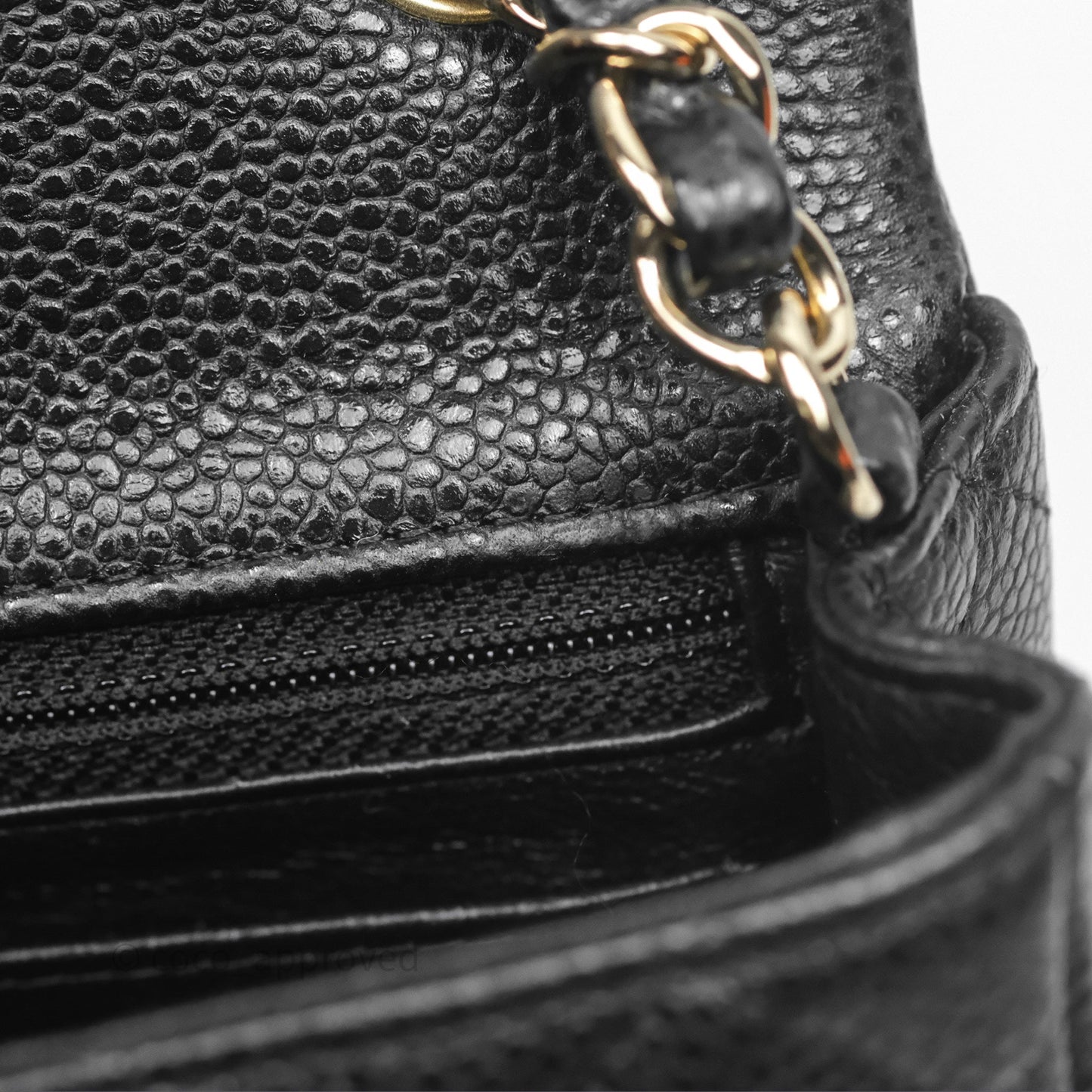 Chanel Quilted Mini Rectangular Black Caviar Gold Hardware
