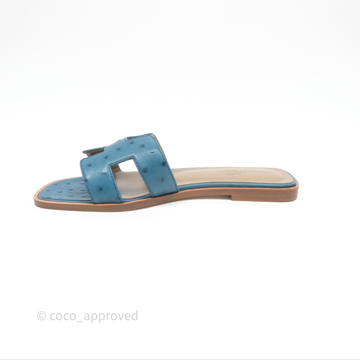 Hermès Oran Sandals in Blue Cobalt Ostrich Size 37