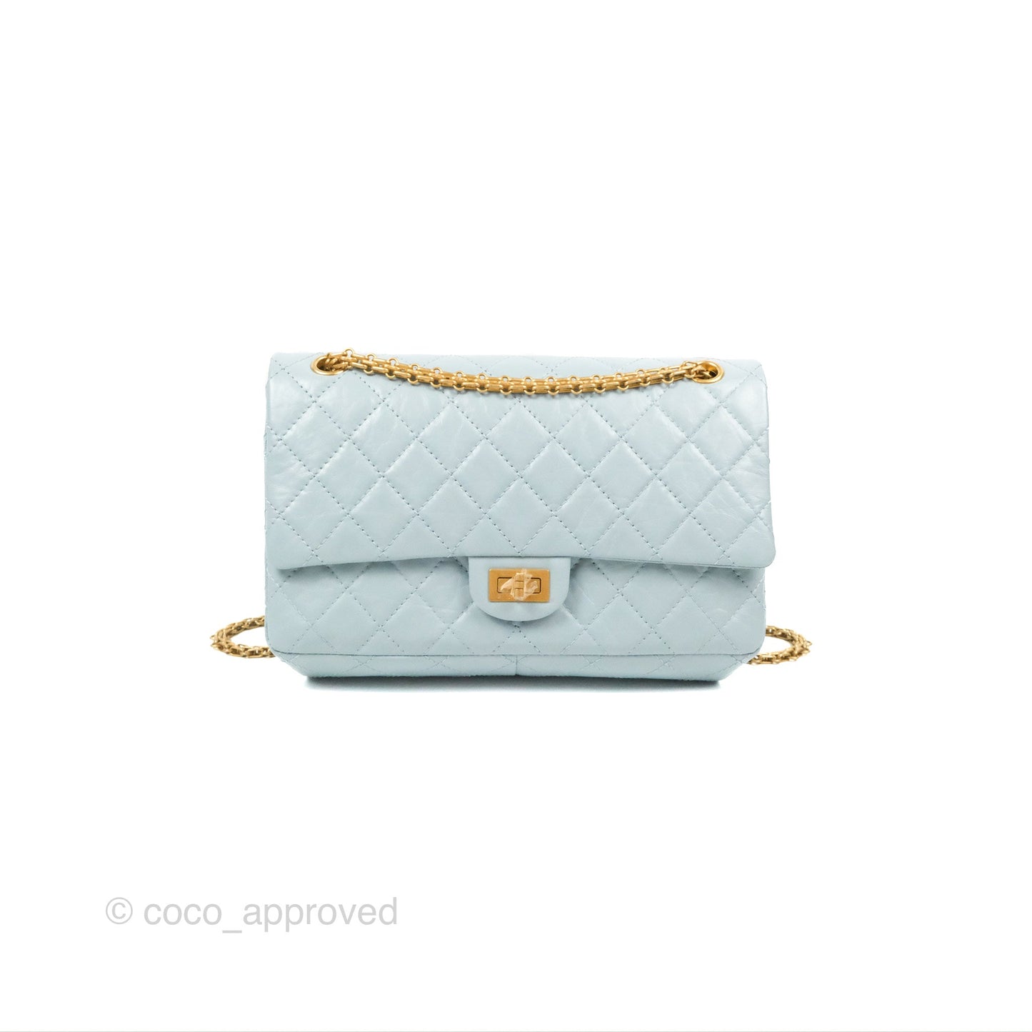 Chanel Reissue 226 Quilted Light Blue Aged Calfskin Gold Hardware