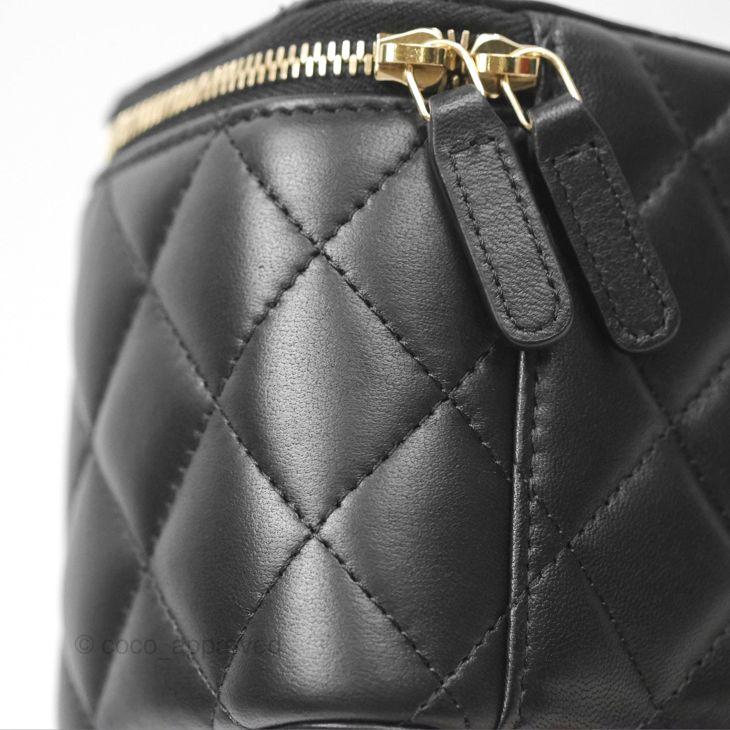 Chanel Vanity Rectangular Top Handle Black Lambskin Gold Hardware