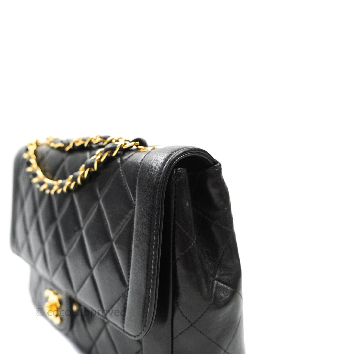 Chanel Vintage Quilted Medium Flap Bag Black Lambskin 24K Gold Hardware