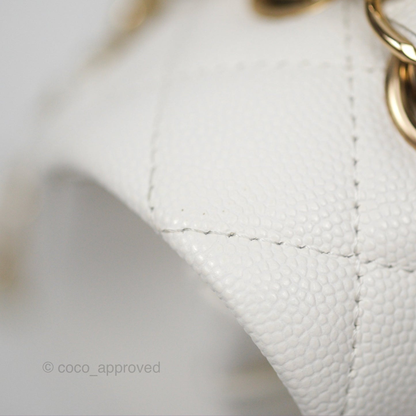 Chanel Classic M/L Medium Flap Quilted White Caviar Gold Hardware
