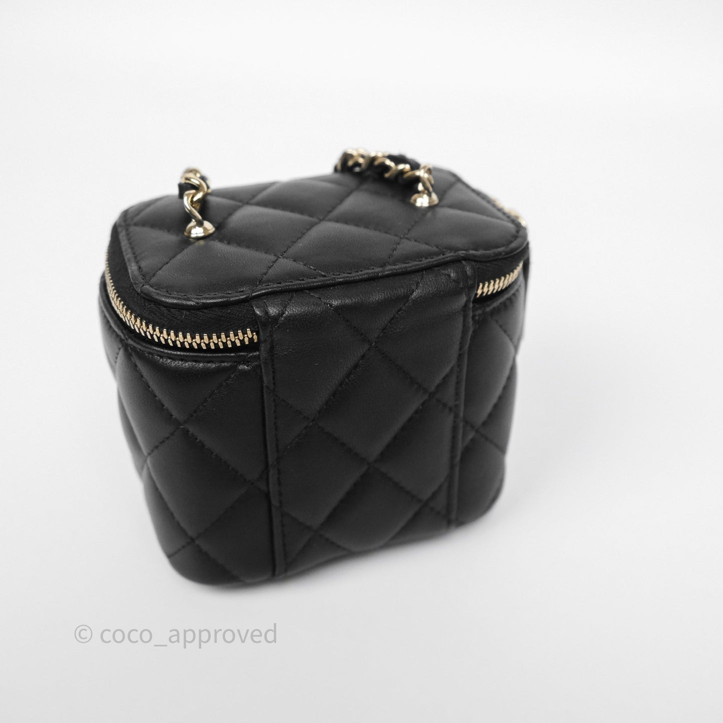 Chanel Mini Ball Crush Vanity With Chain Black Lambskin Gold Hardware