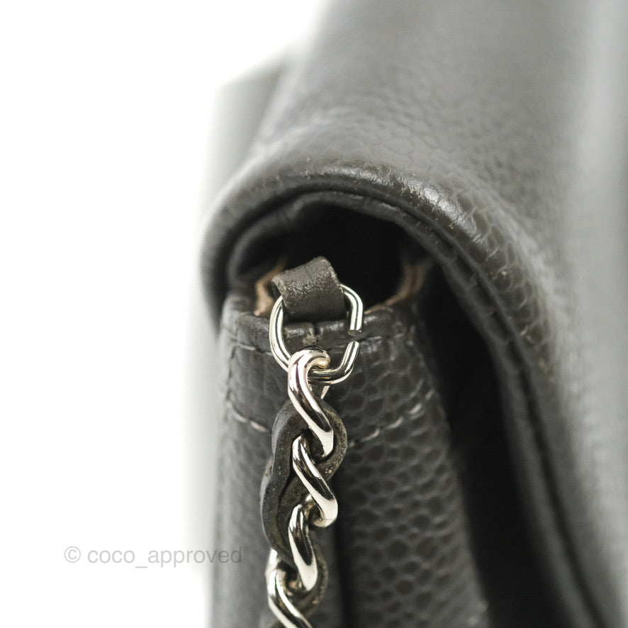 Chanel Half Moon Wallet on Chain WOC Dark Grey Caviar Silver Hardware
