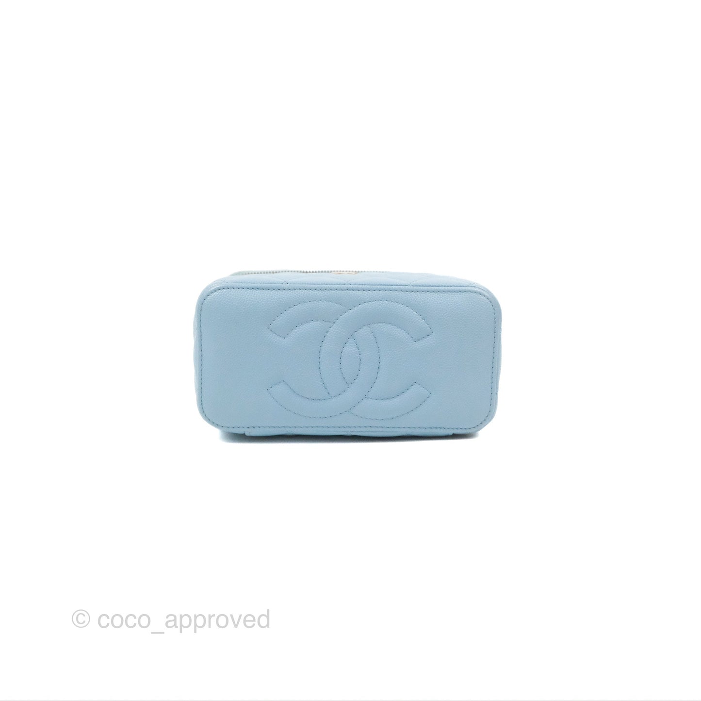 Chanel Vanity with Chain Blue Caviar Aged Gold Hardware