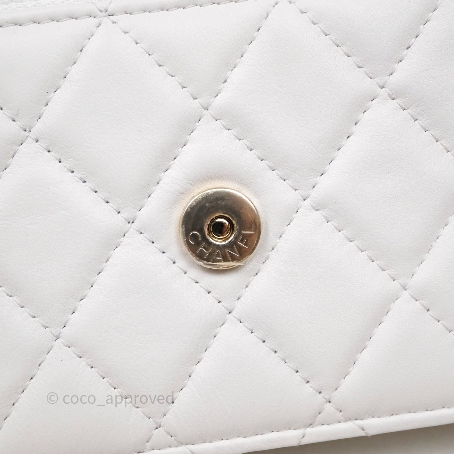 Chanel Mini Wallet On Large Pearl Chain WOC Quilted White Lambskin Gold Hardware