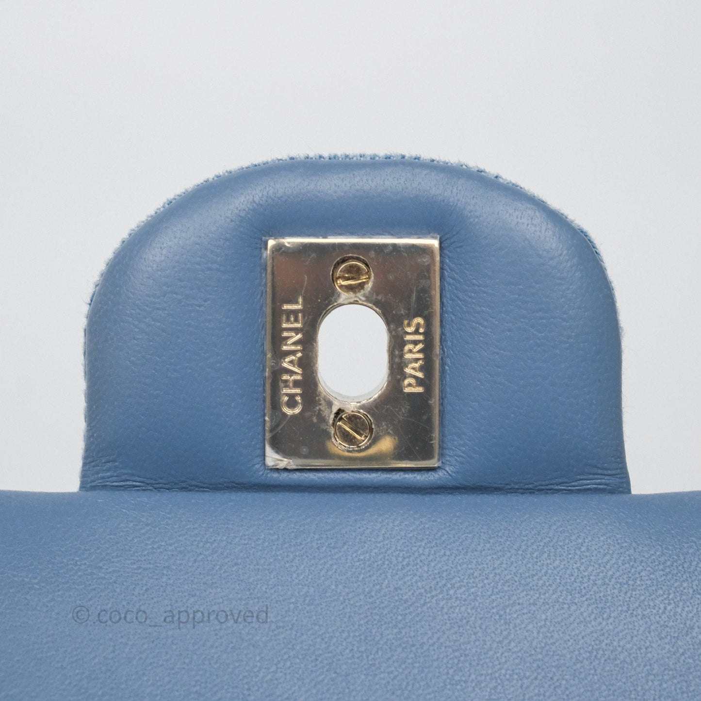 Chanel Quilted Small Double Flap Blue Printed Denim Gold Hardware