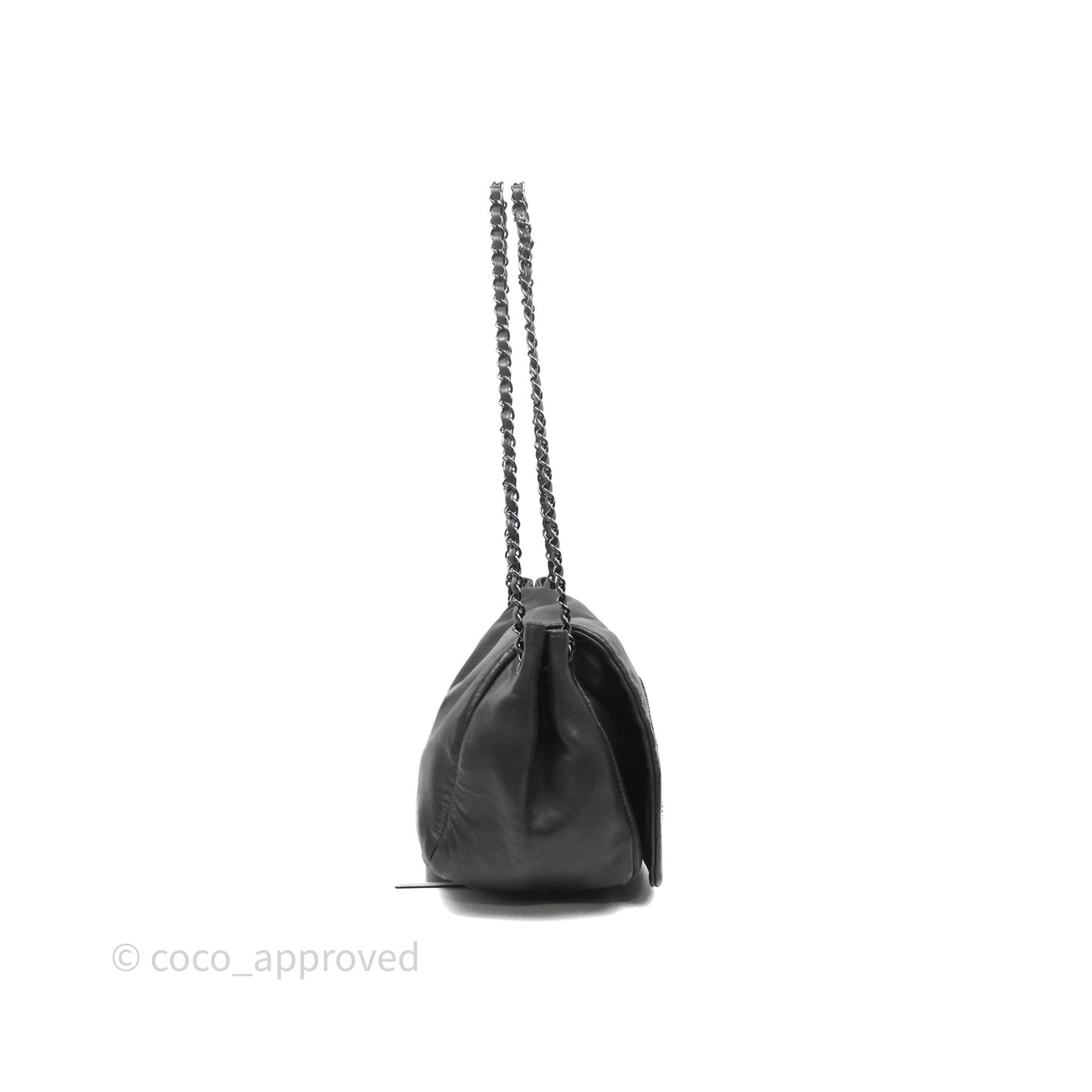 Chanel Lambskin Studded Accordion Black CC Flap Bag So Black Hardware