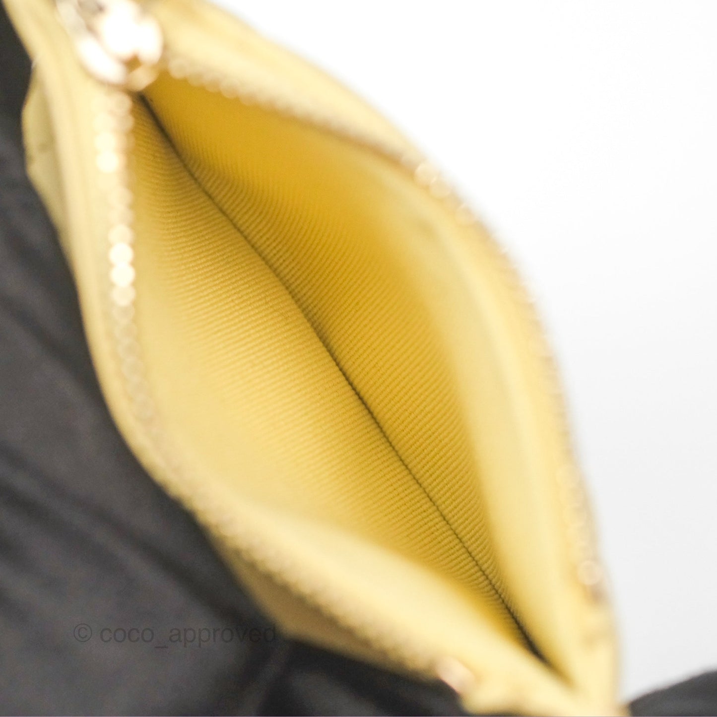 Chanel Classic Double Zip Card Case Yellow Caviar Gold Hardware