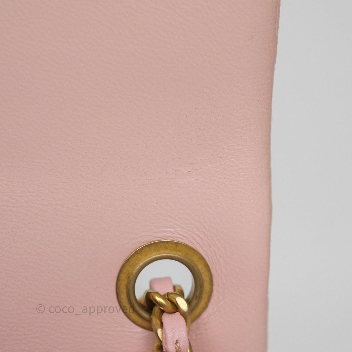 Chanel Pearl Crush Mini Square Quilted Light Pink Lambskin Aged Gold Hardware