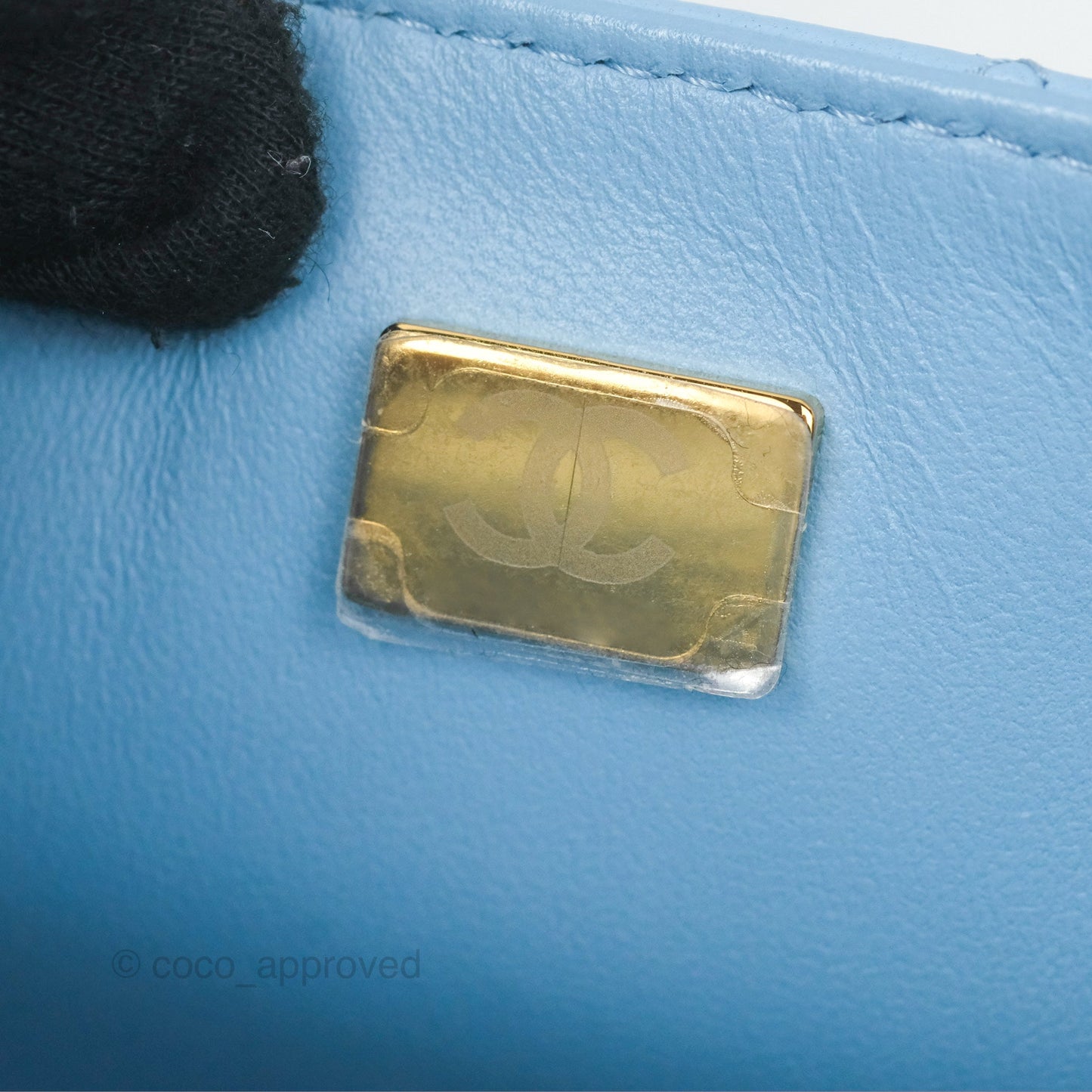 Chanel Quilted Mini Rectangular Flap Light Blue Lambskin Gold Hardware
