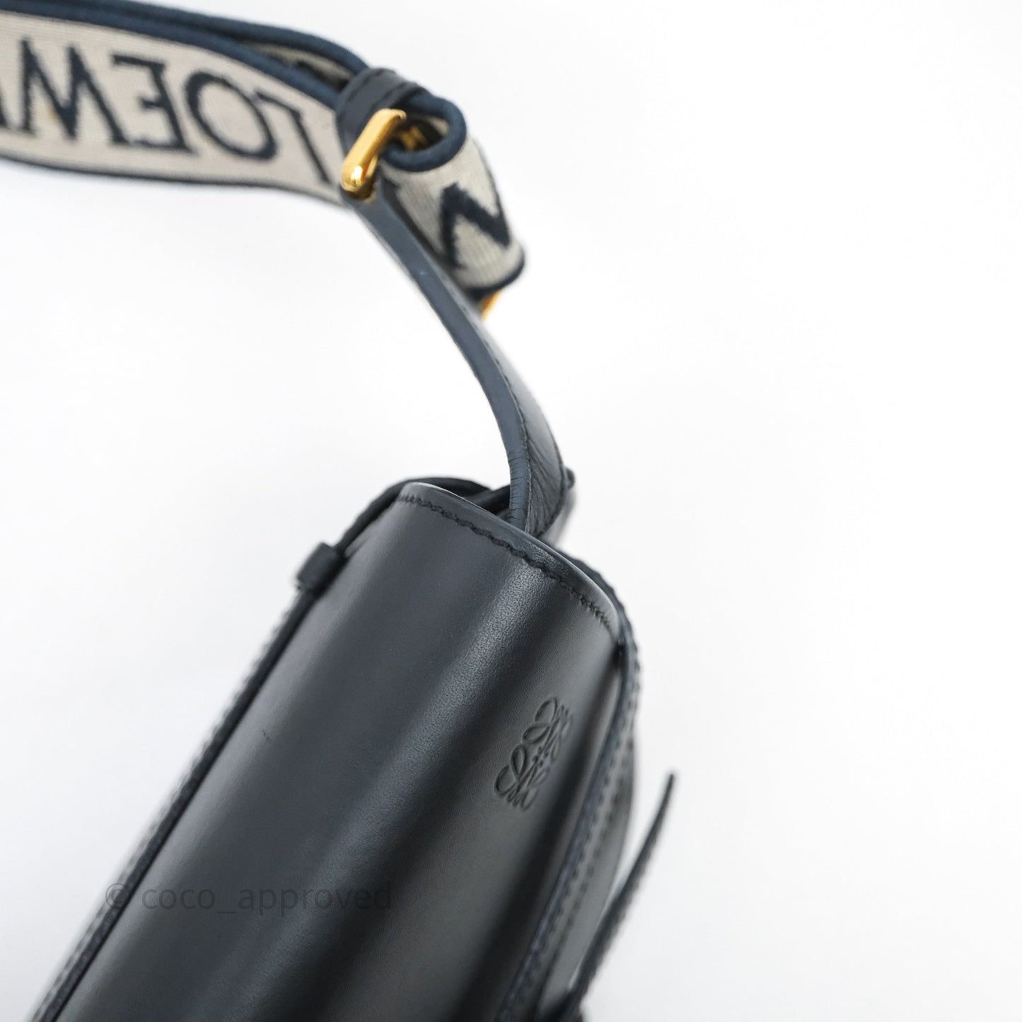 Loewe Mini Gate Dual Bag in Soft Calfskin & Jacquard Strap Black