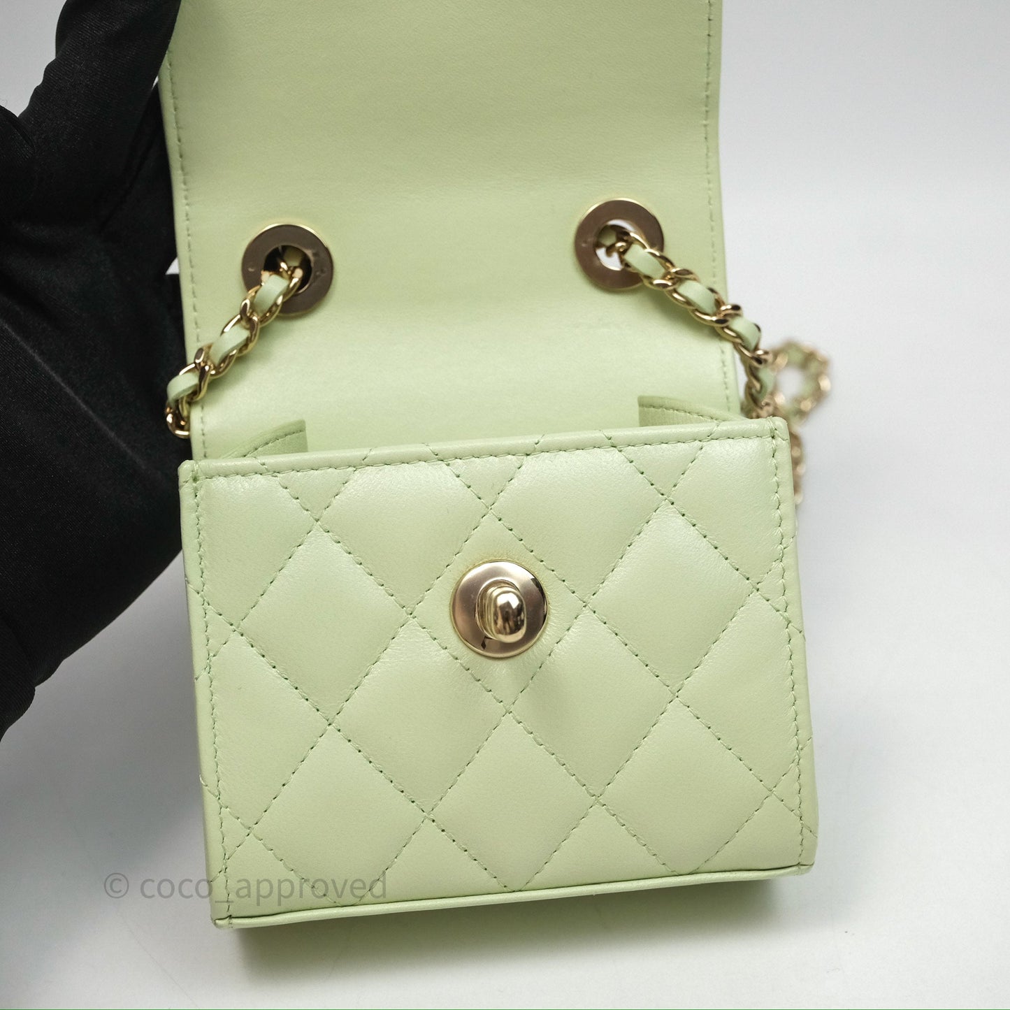 Chanel Mini Quilted Trendy CC Clutch With Chain Green Lambskin Gold Hardware