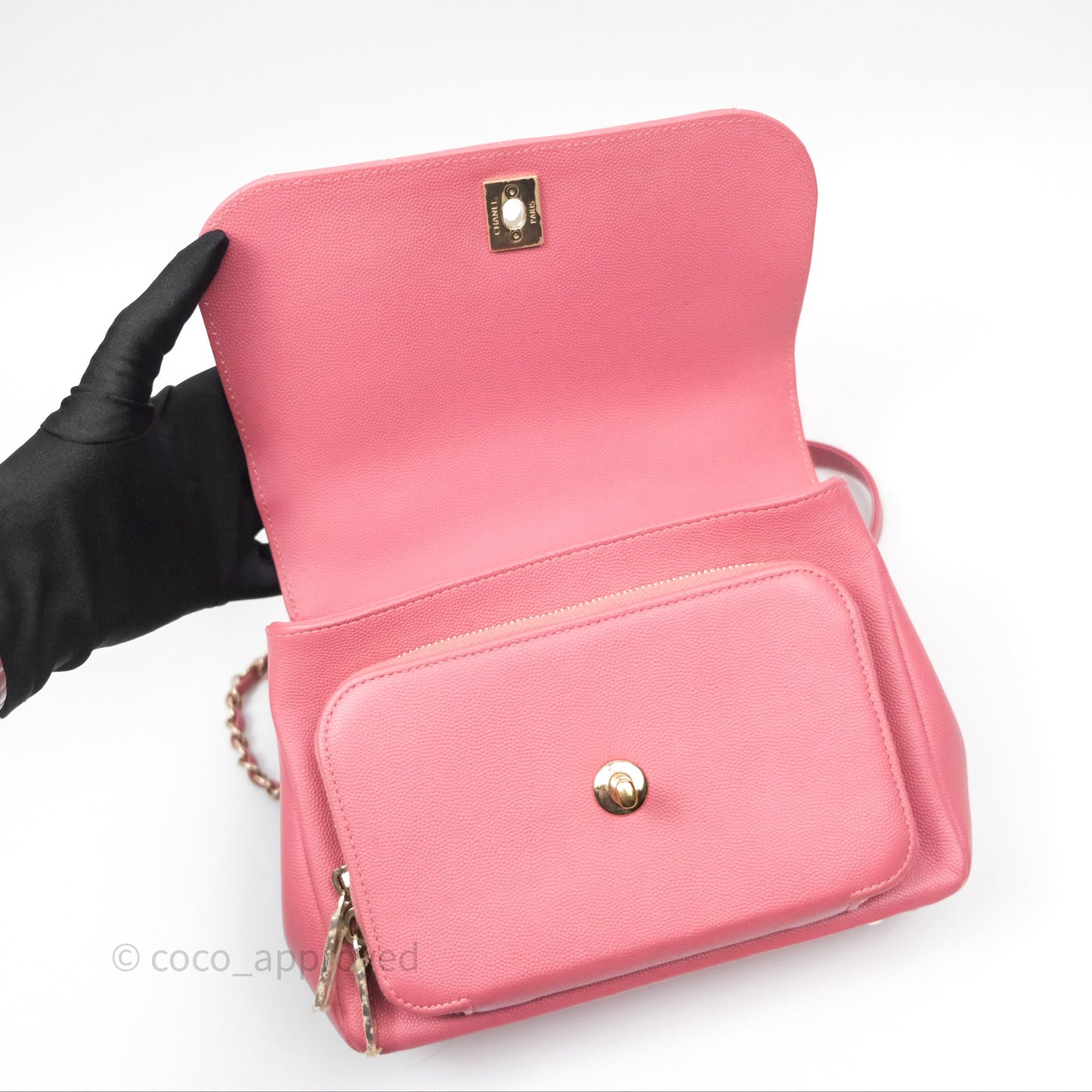 Chanel Quilted Medium Business Affinity Flap Rose Pink Caviar Gold Hardware