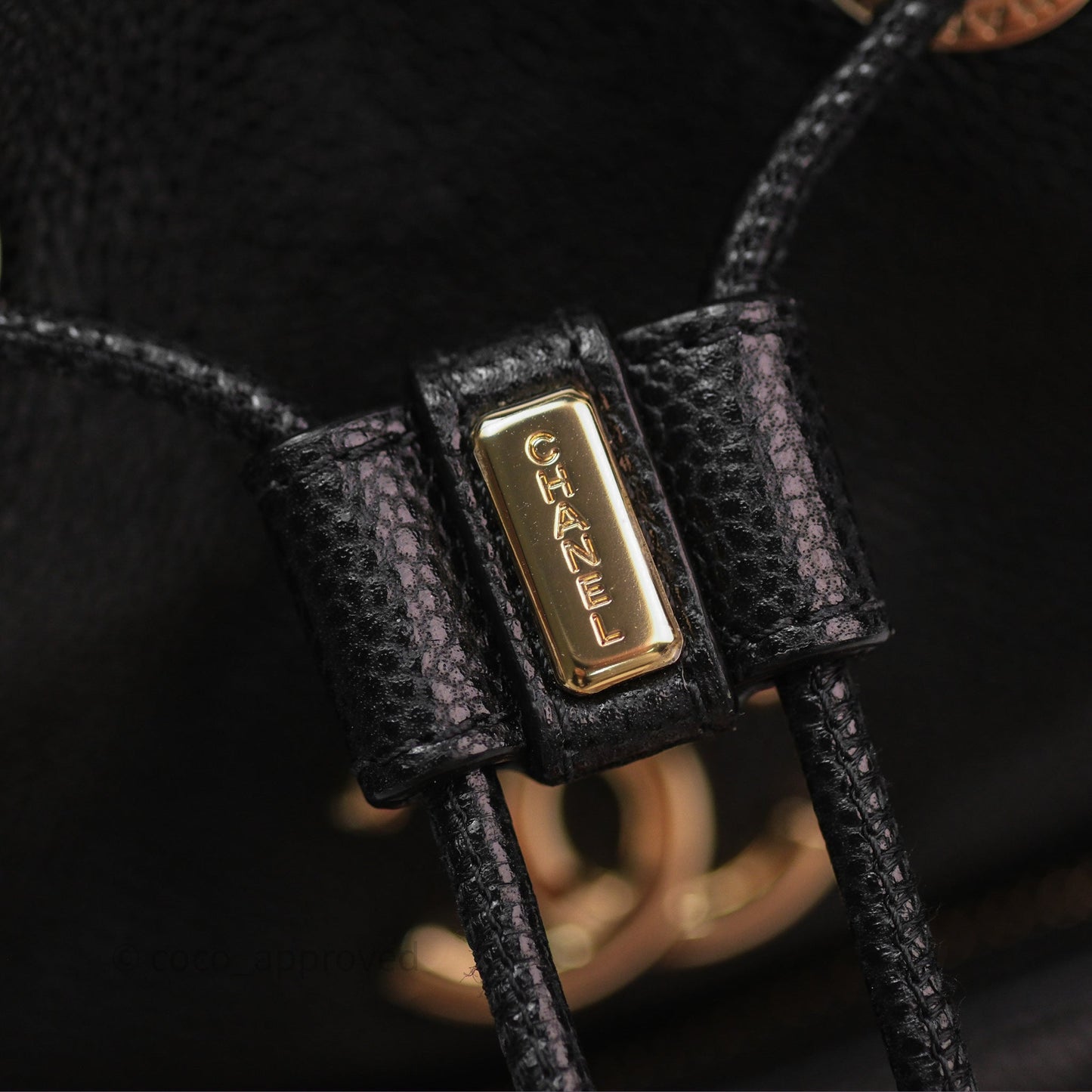 Chanel Business Affinity Drawstring Bucket Bag Black Caviar Gold Hardware