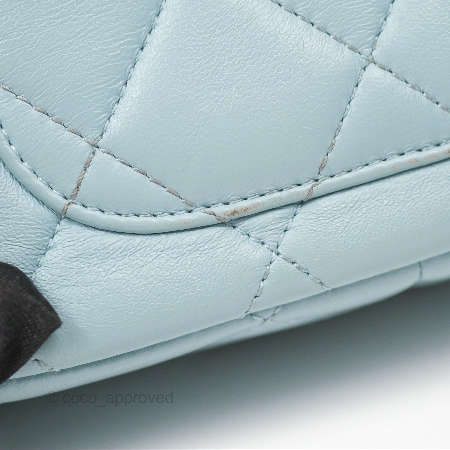 Chanel Quilted Enamel Pending CC Mini Square Flap Baby Blue Lambskin 22P