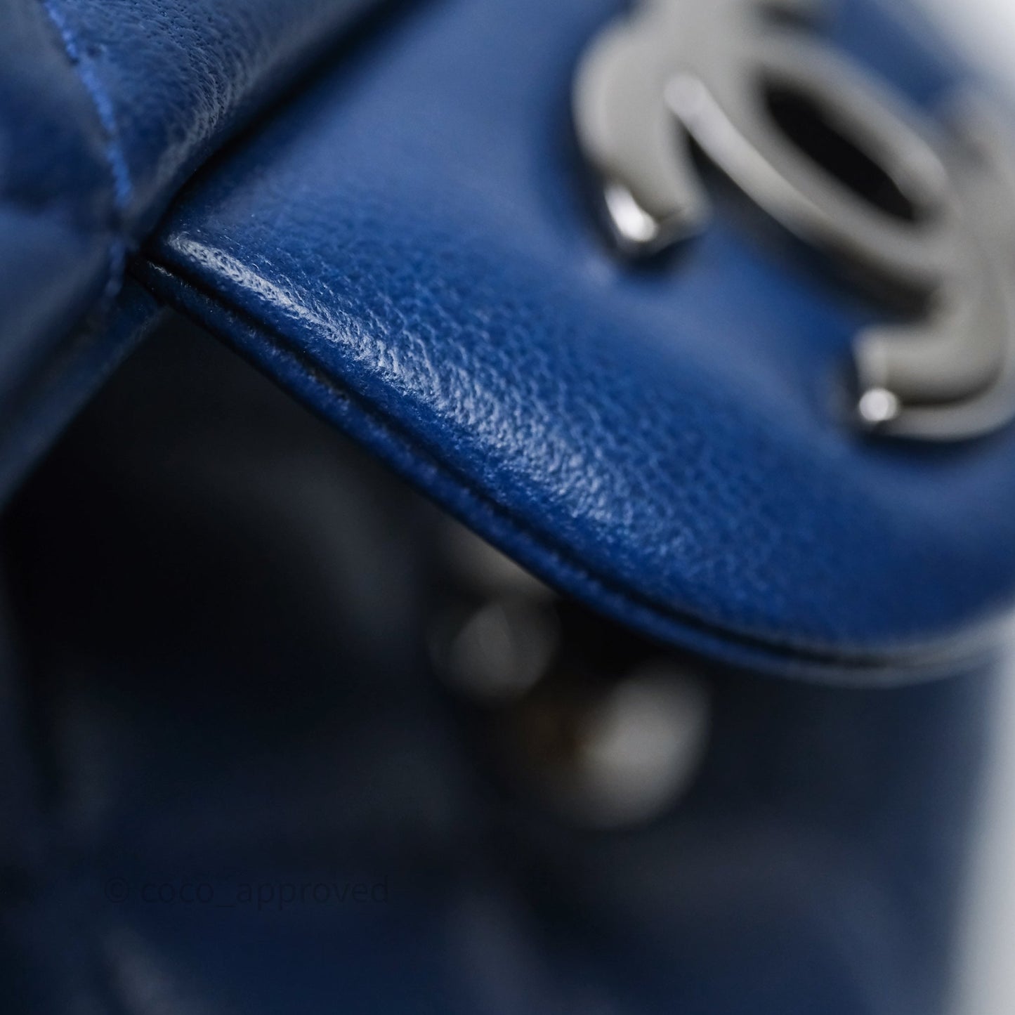 Chanel Mini Rectangular Flap Quilted Navy Lambskin Silver Hardware