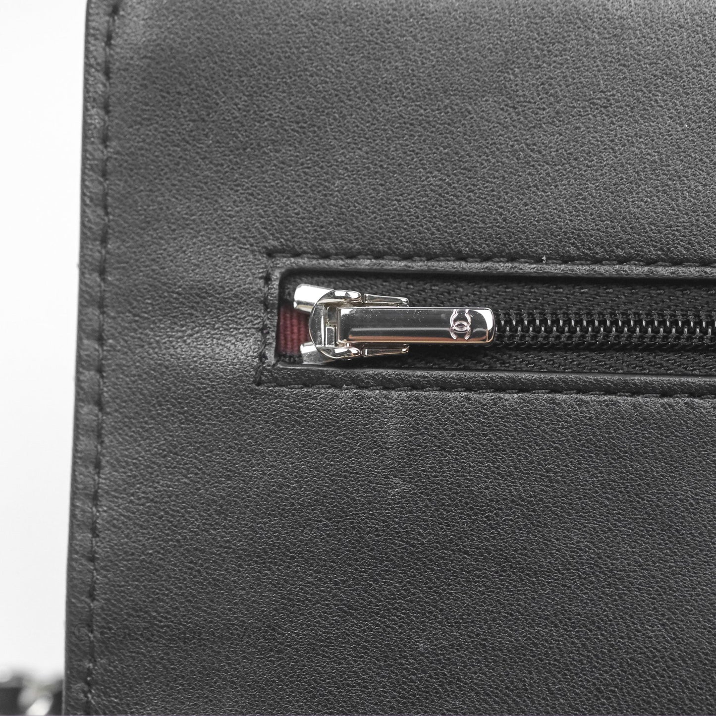 Chanel Quilted Classic Wallet on Chain WOC Black Lambskin Silver Hardware