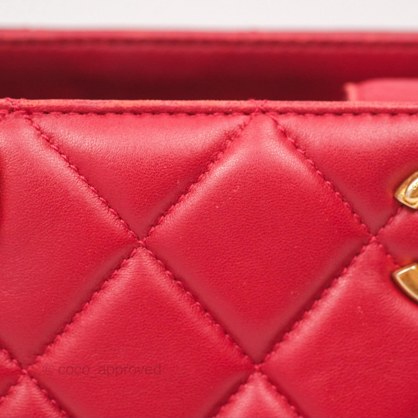 Chanel Tote Bag Red Lambskin Aged Gold Hardware