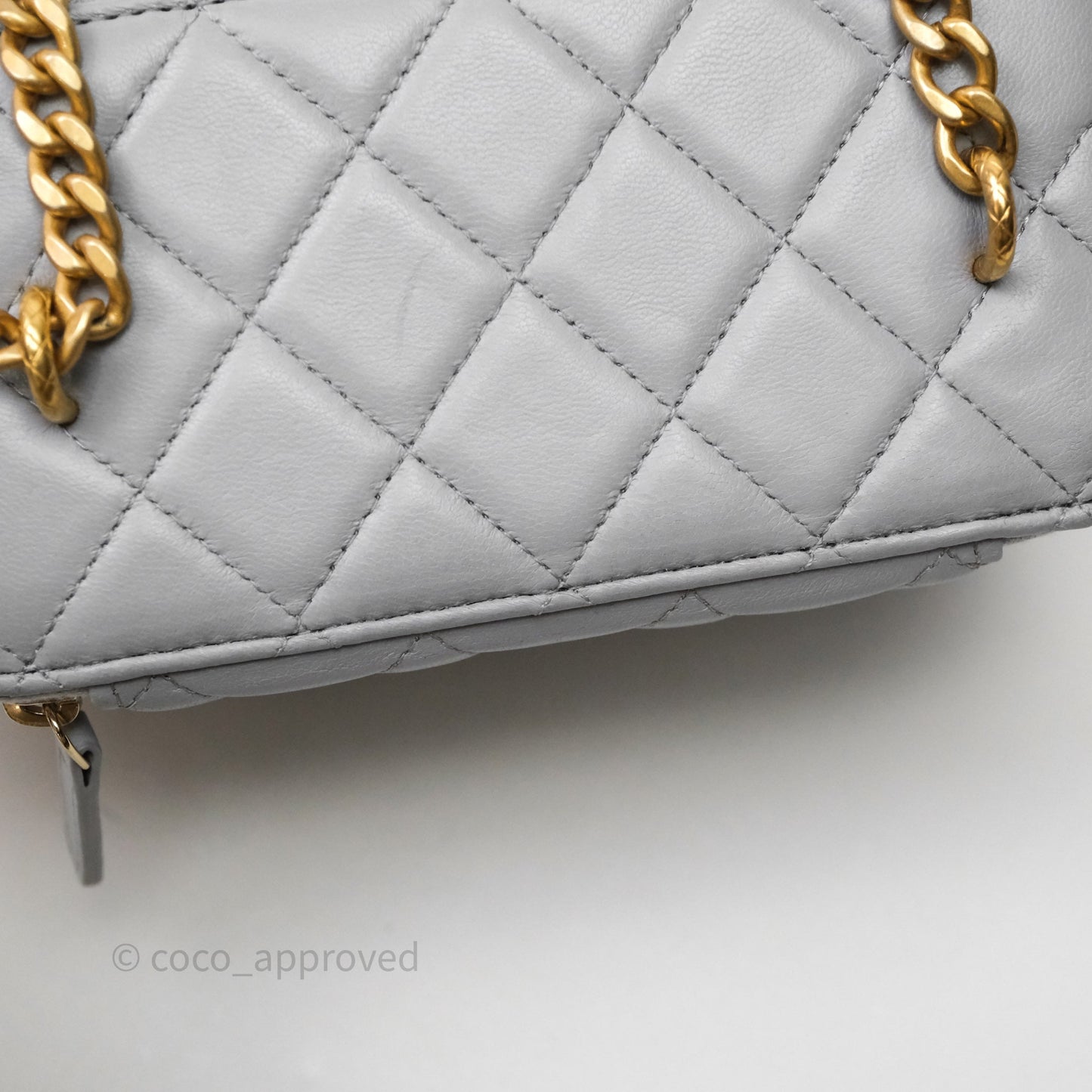 Chanel Vanity with Adjustable Chain Grey Lambskin Aged Gold Hardware