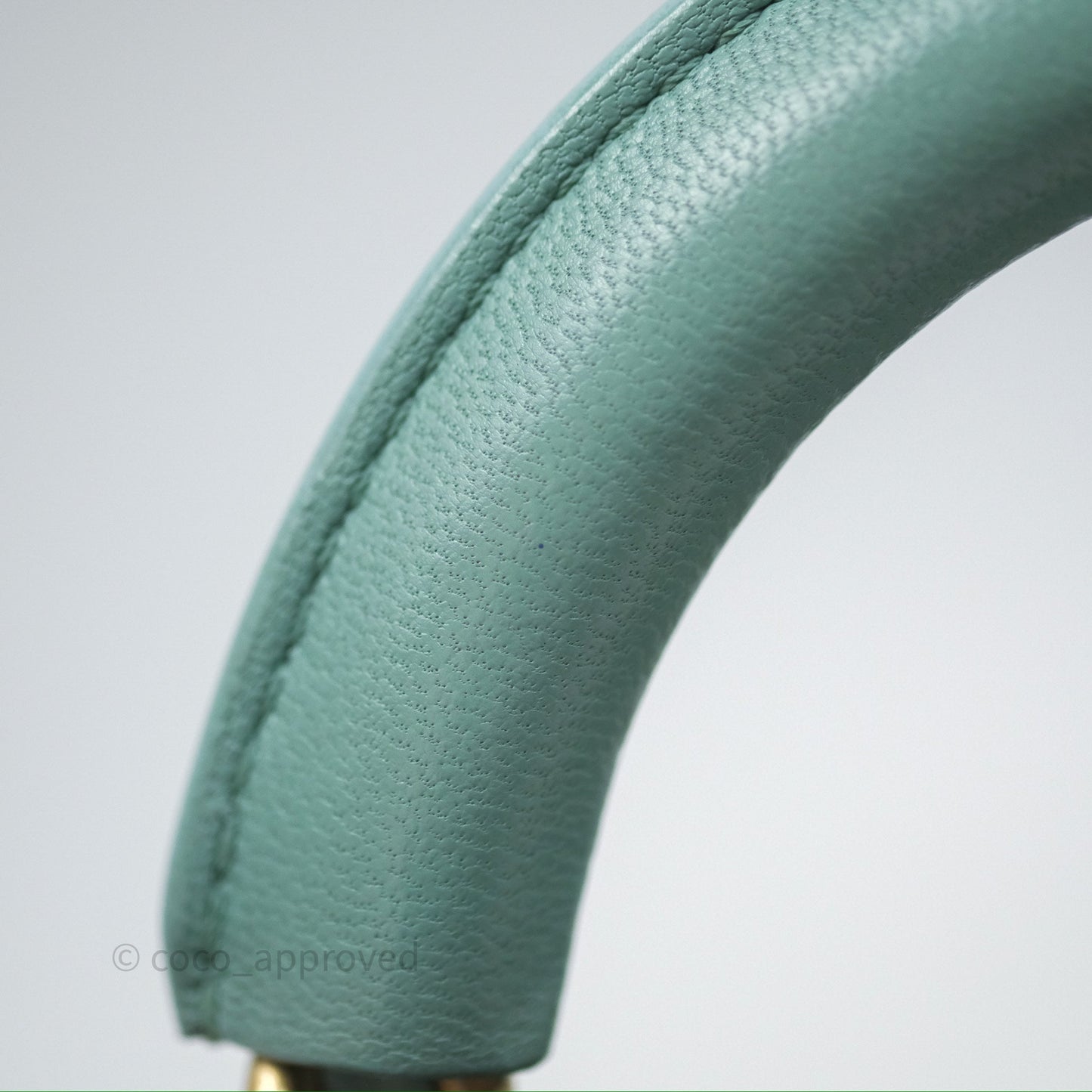 Chanel Quilted Small Circular Handle Bag Mint Green Aged Gold Hardware
