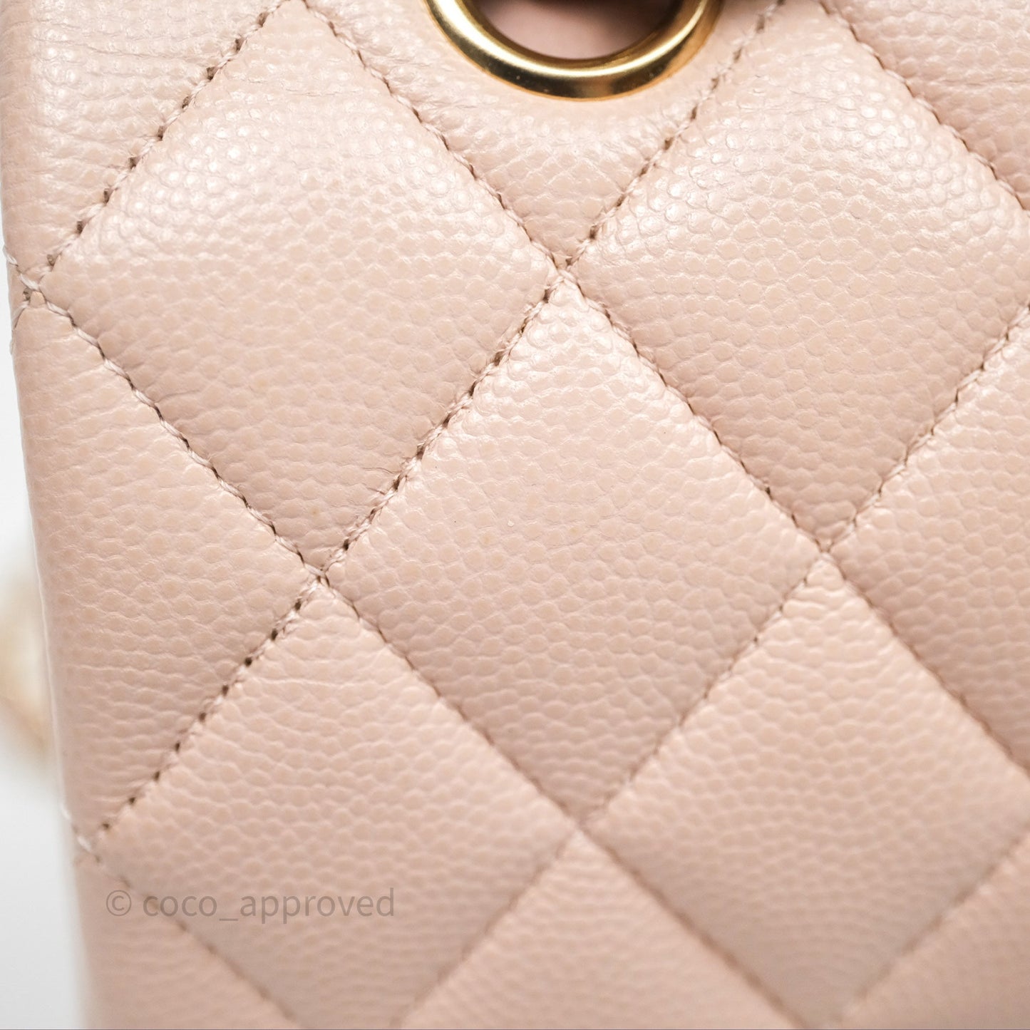 Chanel Small Classic Flap Quilted Rose Clair Caviar Gold Hardware