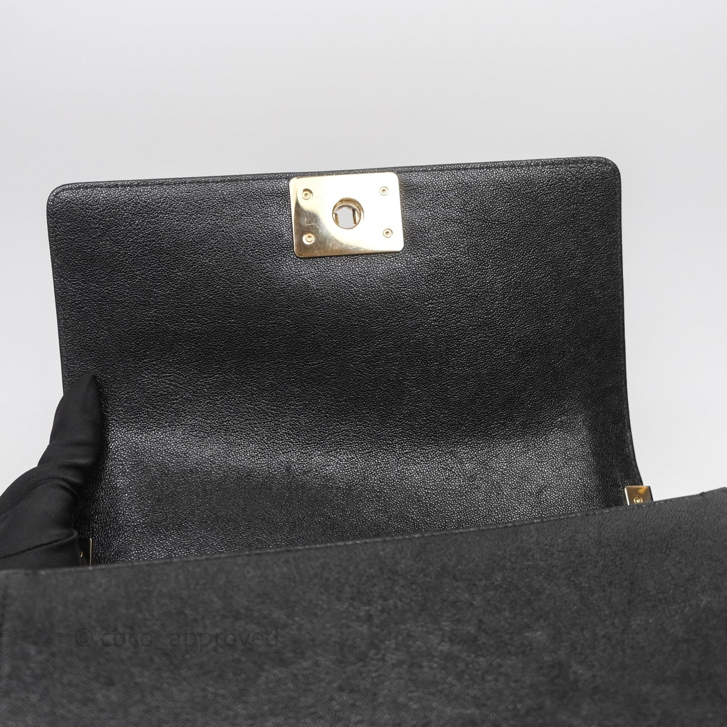Chanel Medium Boy Chevron Black Caviar Light Gold Hardware